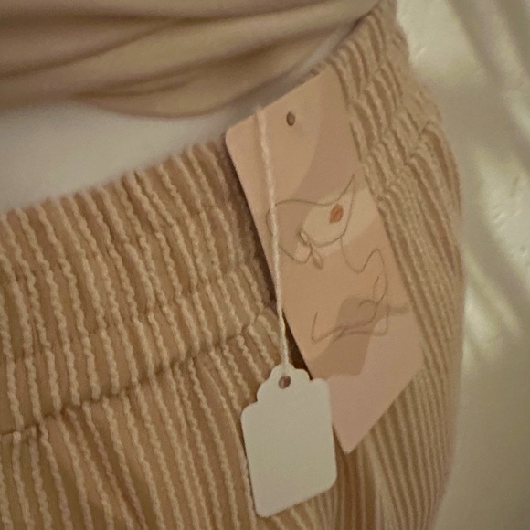 Women's Beige Ribbed Pants - Picture 3 of 5